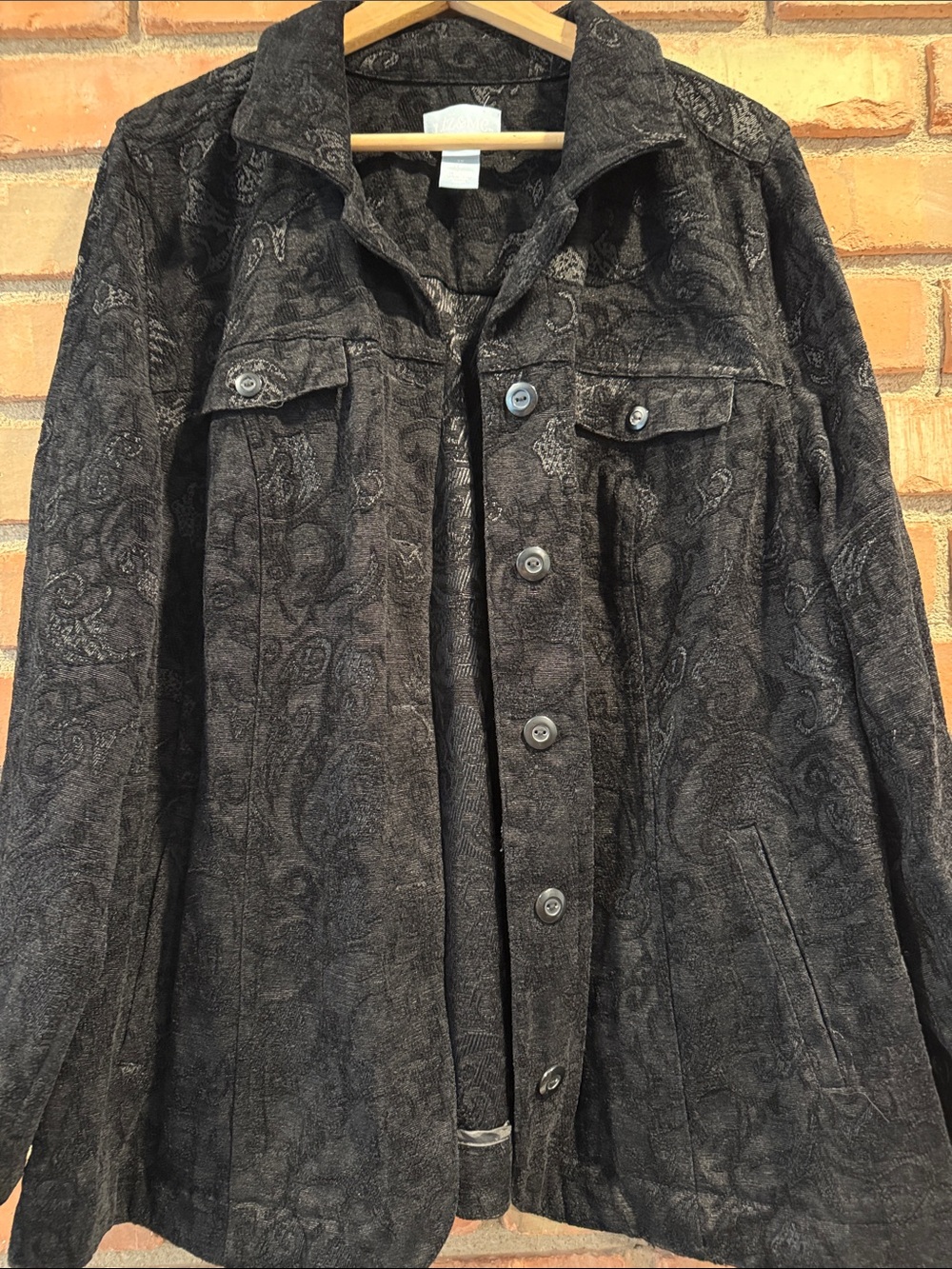 Liz & Me Black Paisley-Texture Button Jacket